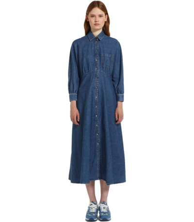 Shop Max Mara Yemen Blue Denim Shirt Dress