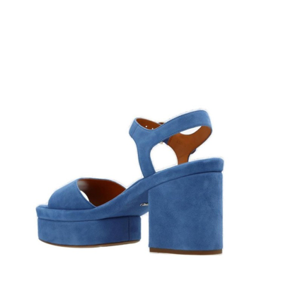 Chloé High Heel Sandal With Adjustable Ankle Buckle In Blue