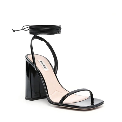 Miu Miu Leather Sandals In Black
