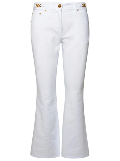 Shop Versace White Cotton Jeans