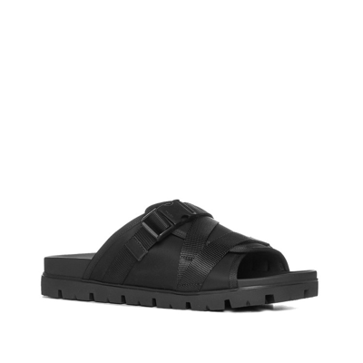 Shop Prada Nylon Slides In Black