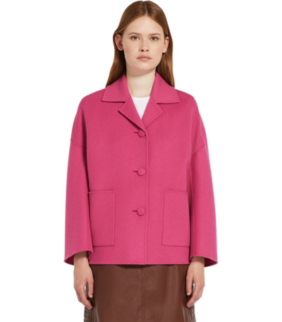 Shop Max Mara Panca Fuchsia Wool Jacket In Pink