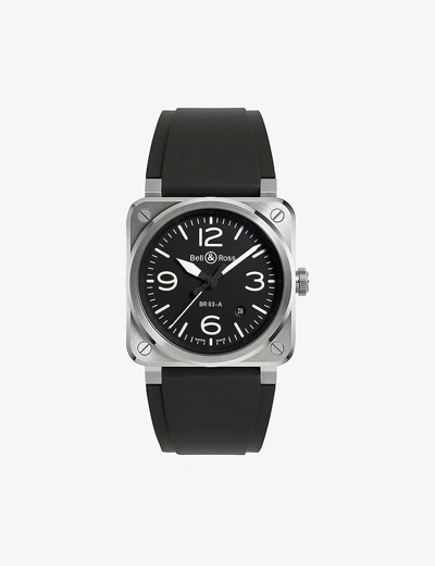 Shop Bell & Ross Black Br03a-bl-st/srb Aviation Stainless-steel Automatic Watch
