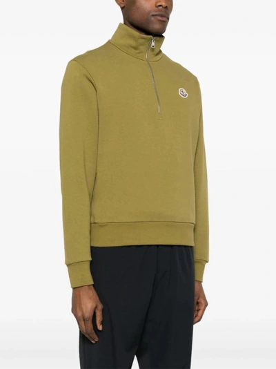Shop Moncler Logo Applique Sweatshirt In Green