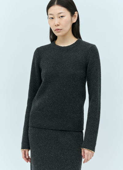 Shop Totême Chain-edge Knit Sweater In Grey