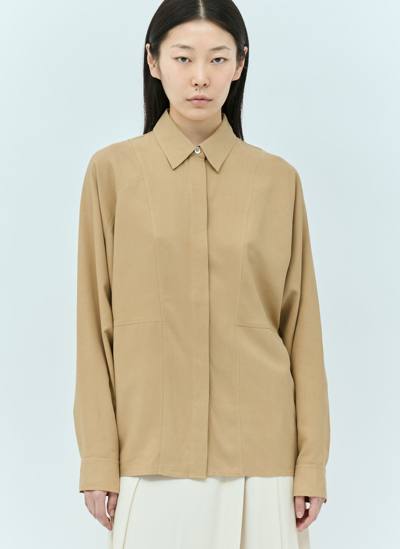 Shop Totême Panelled Silk Shirt In Beige