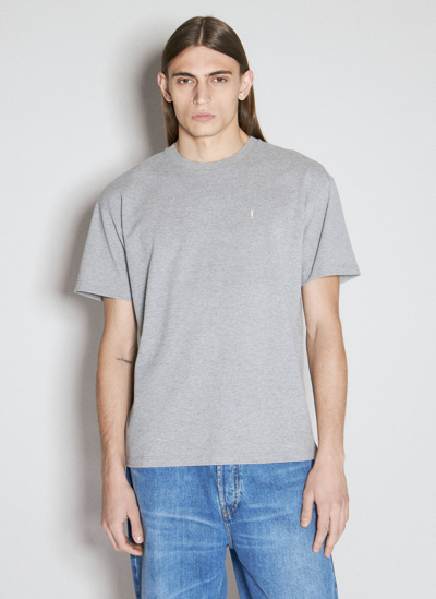 Shop Saint Laurent Cassandre Piqué T-shirt In Grey