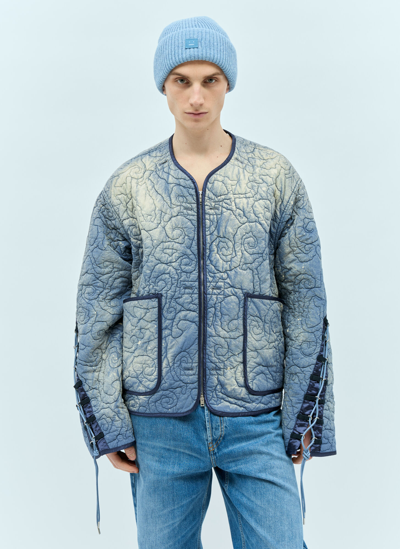 Shop Acne Studios Lacing Quilted Jacket In Blue