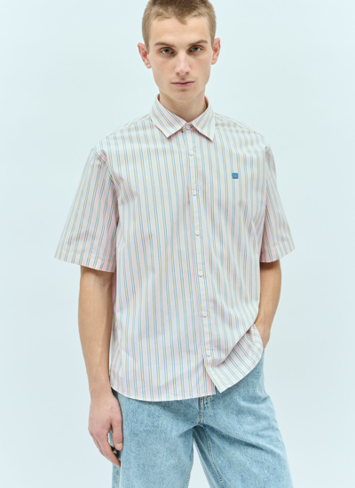 Shop Acne Studios Stripe Button-up Shirt In Pink