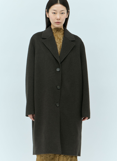 Shop Acne Studios Single-breasted Wool Coat In Grey