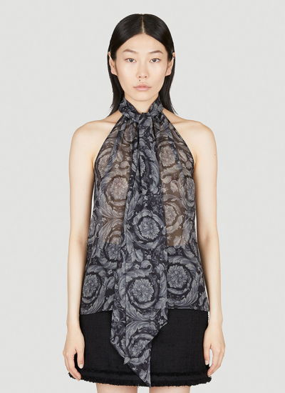 Shop Versace Barocco Silk Scarf-tie Top