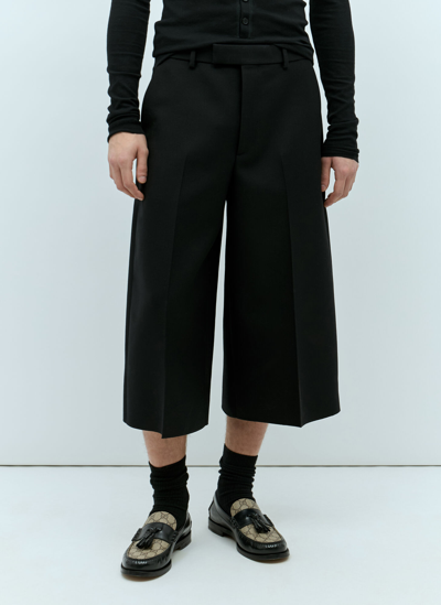 Shop Gucci Wool Silk Cropped Pants In Black