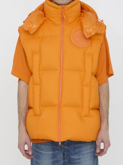 Shop Moncler X Roc Nation Apus Down Vest In Orange