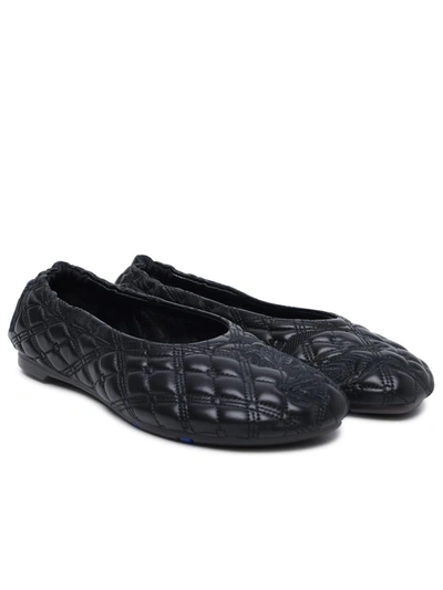 Shop Burberry 'sadler' Black Leather Ballet Flats