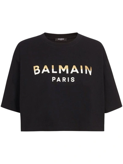 Shop Balmain T-shirts And Polos In Noir/or/crème