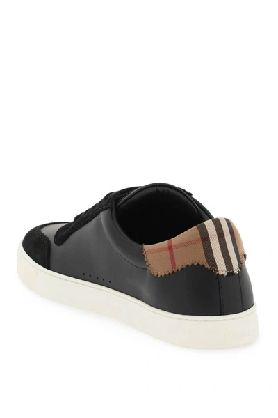 Shop Burberry Low-top Leather Sneakers In Black