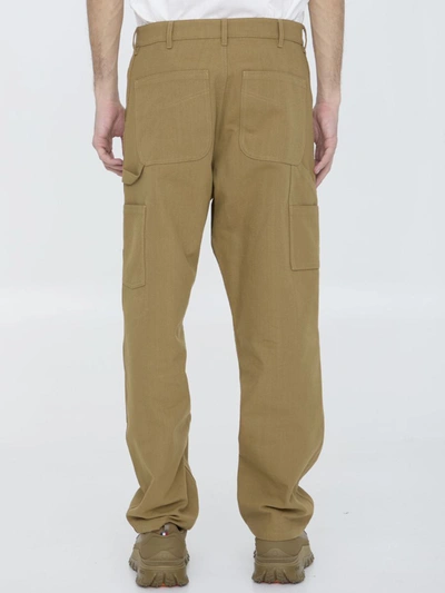 Shop Moncler X Roc Nation Cotton Canvas Trousers In Beige