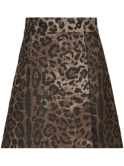 Shop Dolce & Gabbana Leopard-print Miniskirt In Brown