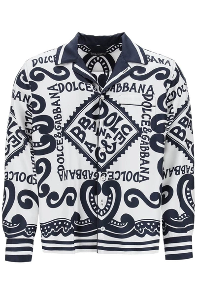 Shop Dolce & Gabbana Pajama Shirt With Marina Print In Multicolor