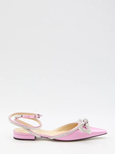 Mach&mach Pointed Bow Tie Flat Sole Shoes In Pink