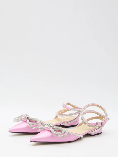 Mach&mach Pointed Bow Tie Flat Sole Shoes In Pink