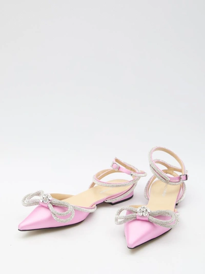 Mach&mach Pointed Bow Tie Flat Sole Shoes In Pink