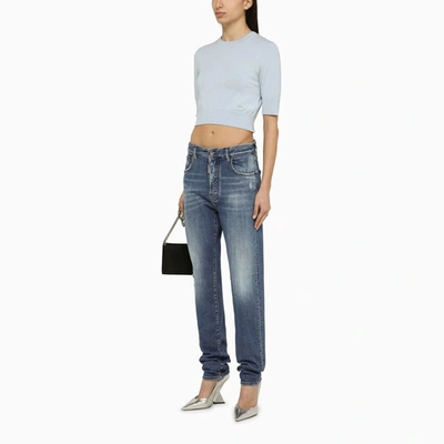 Shop Dsquared2 Light Cropped Jersey In Blue