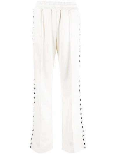 Shop Golden Goose Side Stripe Trousers In White