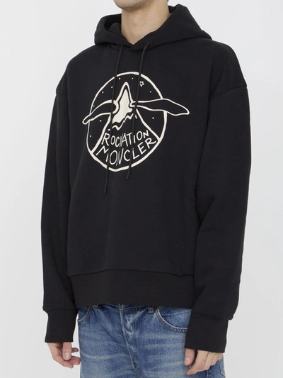 Shop Moncler X Roc Nation Logo Hoodie In Black