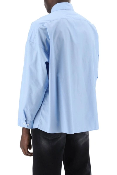 Shop Marni Boxy Shirt With Italian Collar In Blue