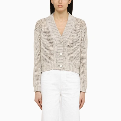 Shop Roberto Collina Pearl-coloured Knitted Cardigan In Blend In Grey
