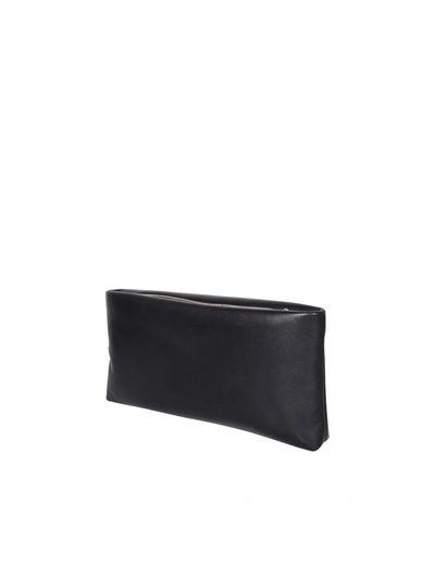 Saint Laurent Calypso Ziptop Ysl Clutch Bag In Smooth Padded Leather In Black