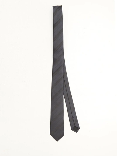 Shop Saint Laurent Striped Tie In Silk In Blue