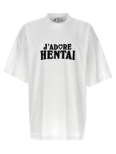 Shop Vetements 'hentai' T-shirt In White/black