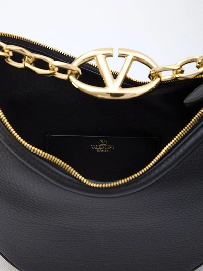 Shop Valentino Vlogo Moon Small Hobo Bag In Black