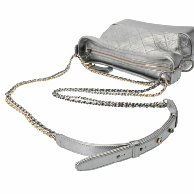 Pre-owned Chanel Gabrielle Silver Leather Shoulder Bag ()