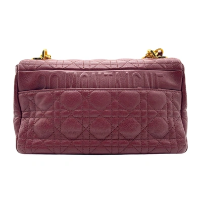 Shop Dior Caro Burgundy Leather Shoulder Bag ()