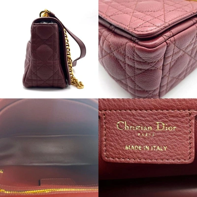 Shop Dior Caro Burgundy Leather Shoulder Bag ()