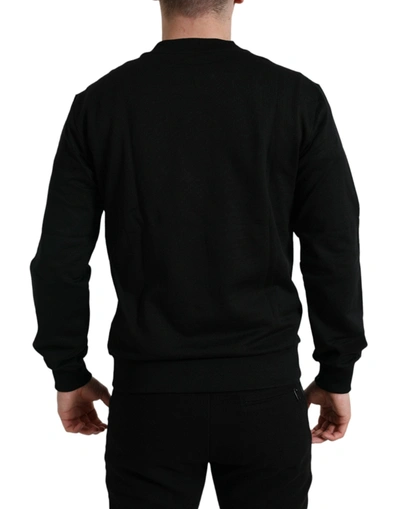 Shop Dolce & Gabbana Black Cotton Round Neck Pullover Logo Men's Sweater