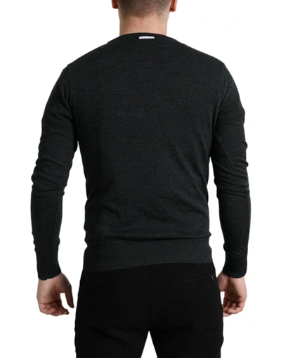 Shop Dolce & Gabbana Elegant Gray Wool Pullover Men's Sweater