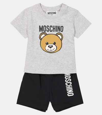 Shop Moschino Baby Cotton T-shirt And Shorts Set In Grey