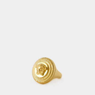 Shop Versace Medusa Biggie Ring -  - Metal - Gold In Metallic