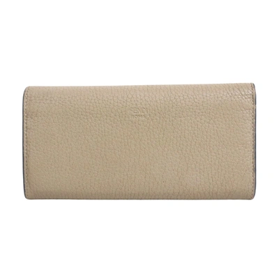 Shop Fendi Continental Beige Leather Wallet  ()