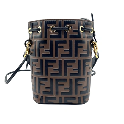Shop Fendi Ff Brown Leather Shoulder Bag ()