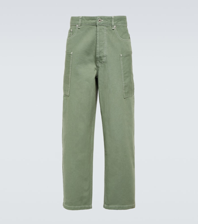 Shop Kenzo Low-rise Wide-leg Jeans In Green
