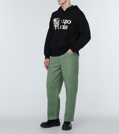 Shop Kenzo Low-rise Wide-leg Jeans In Green