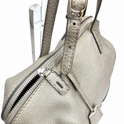Shop Fendi Selleria Silver Leather Shoulder Bag ()