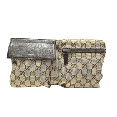 Shop Gucci Brown Canvas Shoulder Bag ()