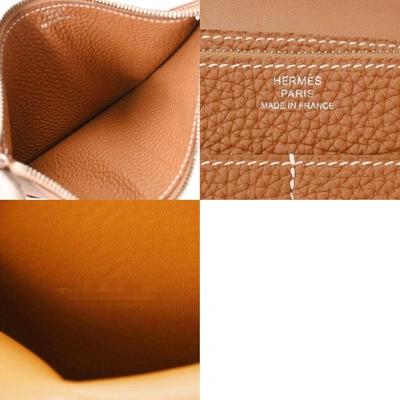 Shop Hermes Hermès Dogon Gold Leather Wallet  ()
