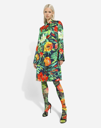 Shop Dolce & Gabbana Bloom-print Brocade Coat